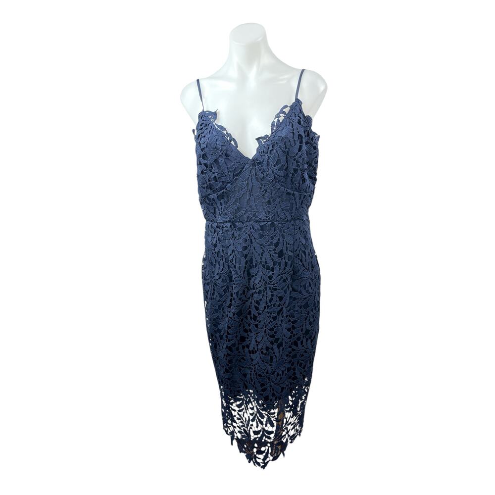 NEW Quiz Women's Blue Floral Lace Sleeveless V Neck Cami Midi Sheath Dress 12